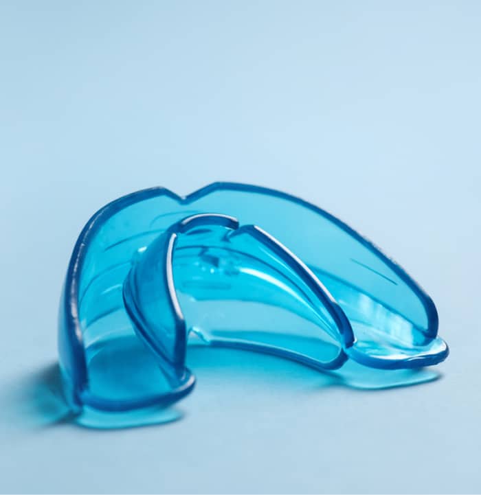 Neon blue custom mouthguard.